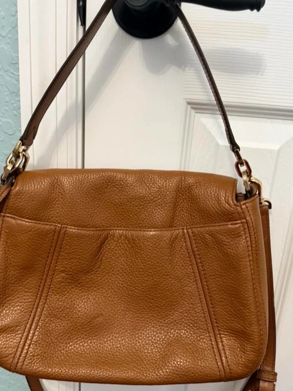 Michael Kors Brown Pebbled Leather Crossbody Bag with Gold Hardware